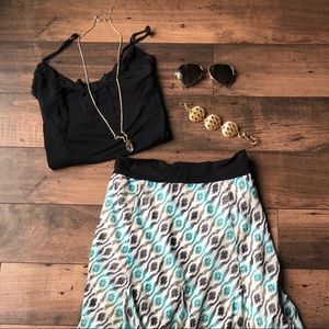 Beautiful Flowy Peacock Print Maxi Skirt